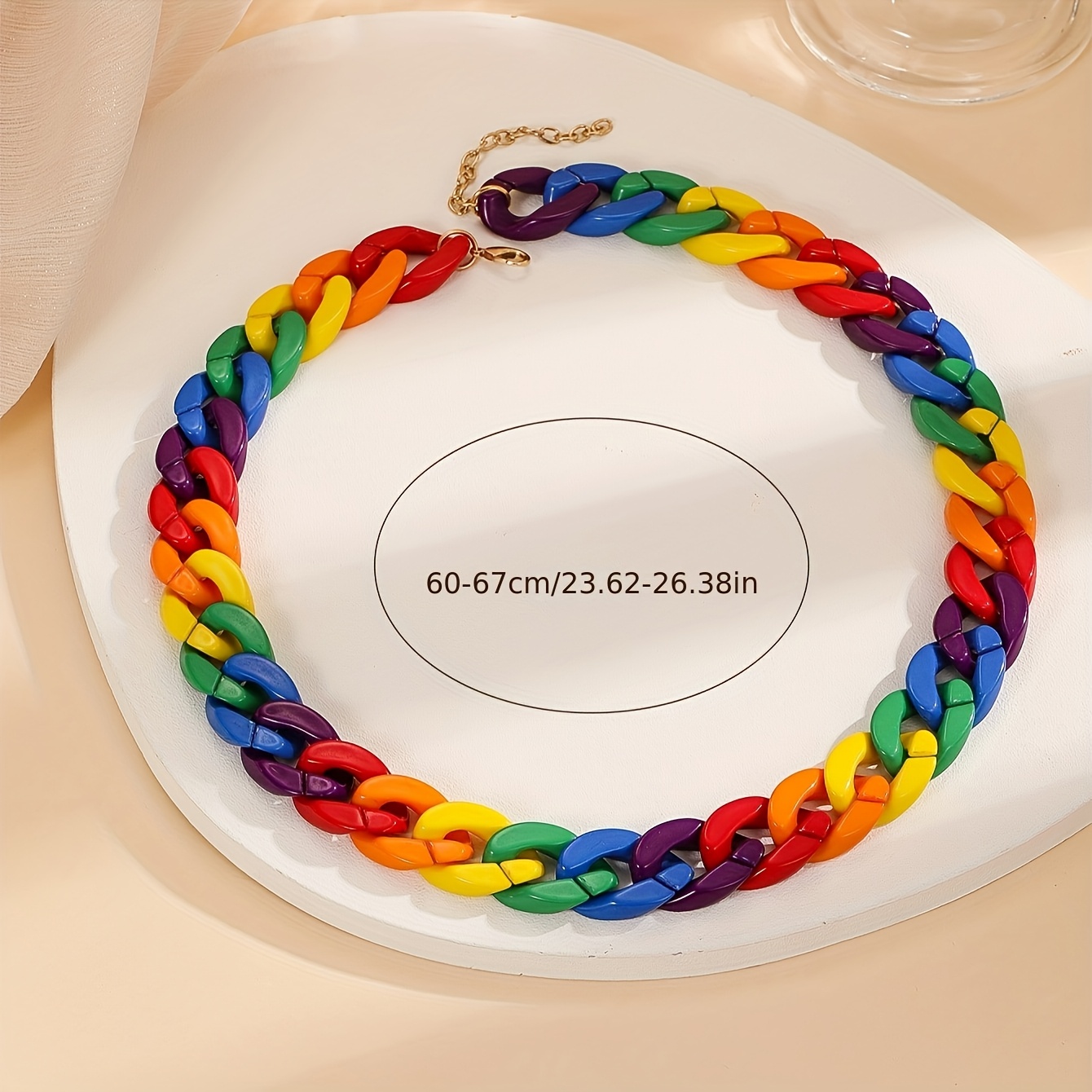 Rainbow Pride Necklace Colorful Bead Jewelry